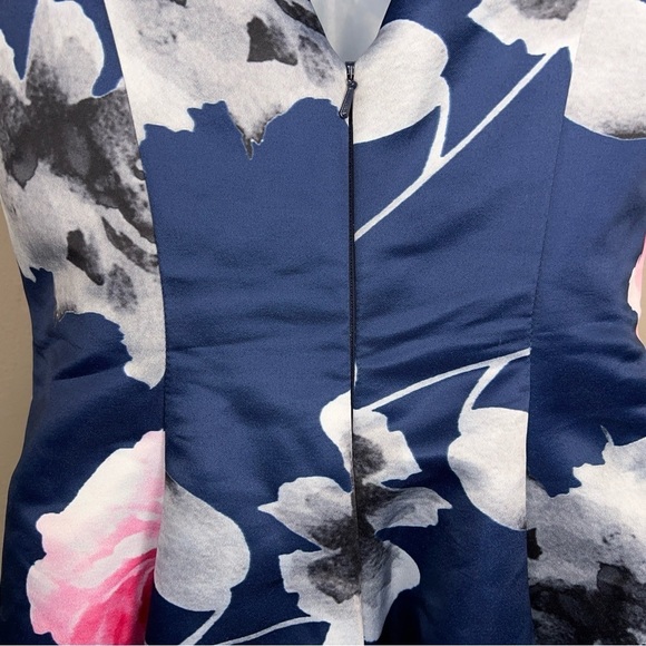 SIZE 4 GLAMOUR BY TERANI COUTURE FORMAL DRESS ALINE BLUE FLORAL GEMSTONE - Picture 12 of 15